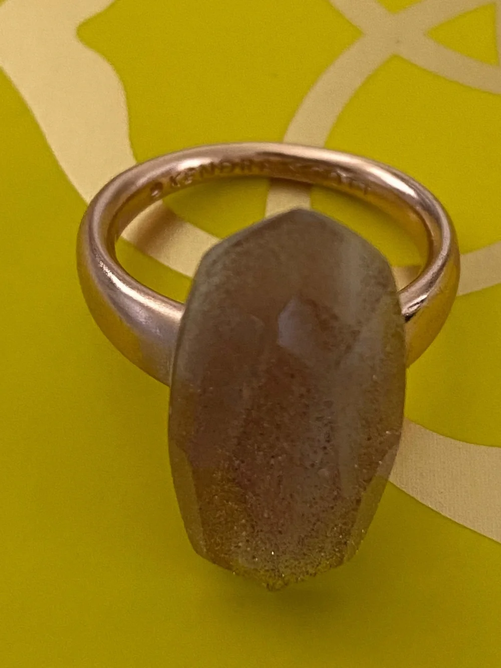 Kendra Scott Dani Cocktail Ring Rose Gold Large Pink Drusy Oval Stone NEW Sz: 7